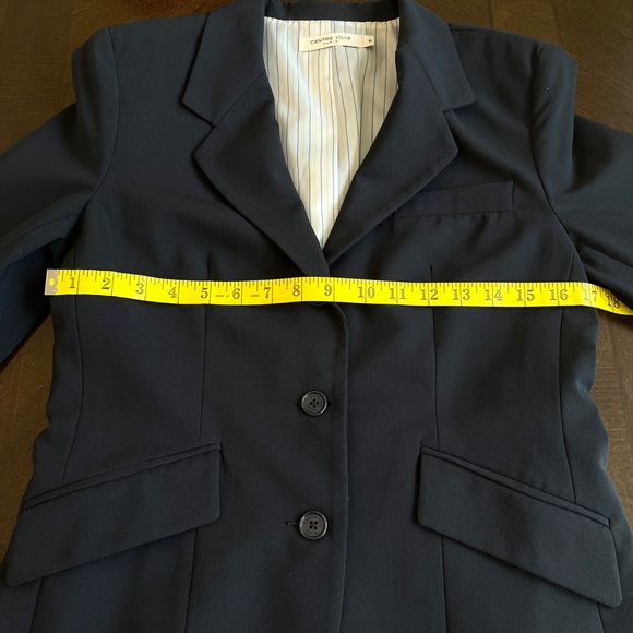 Centre Ville Paris Navy Boyfriend Blazer Jacket Womens M Office Career Preppy - Picture 6 of 11